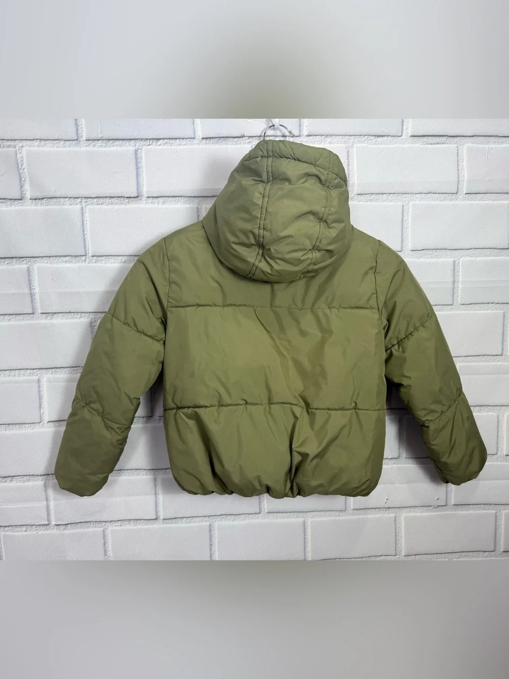Gymboree Girls Puffer Jacket Olive Green Hooded Coat Size M 7-8